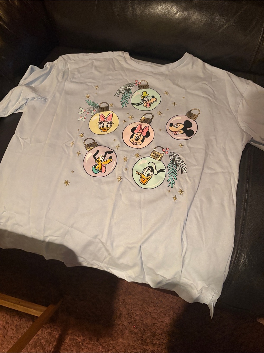 Disney Light Blue short Sleeve Tee with Character Ornament Print